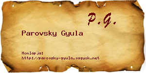 Parovsky Gyula névjegykártya